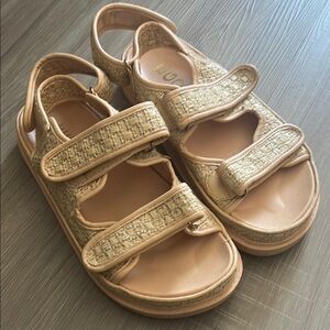 NEW EGO Tan Sandals with Metallic Accents and Cushioned Footbed
